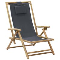 vidaXL Reclining Relaxing Chair Dark Grey Bamboo and Fabric, dark grey vidaXL Reclining Relaxing Chair Dark Grey Bamboo and Fabric