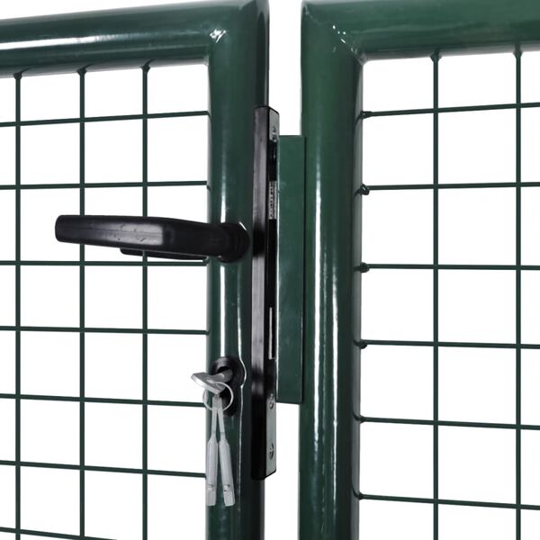 vidaXL Fence Gate Steel 300x100 cm Green