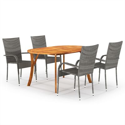 vidaXL 5 Piece Garden Dining Set Grey, grey vidaXL 5 Piece Garden Dining Set Grey