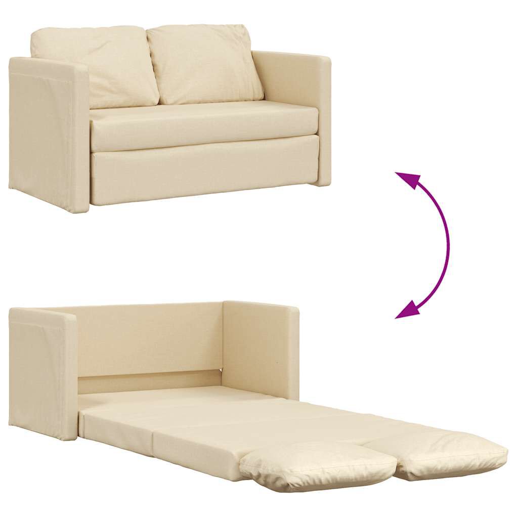 vidaXL Floor Sofa Bed 2-in-1 Cream 112x174x55 cm Fabric