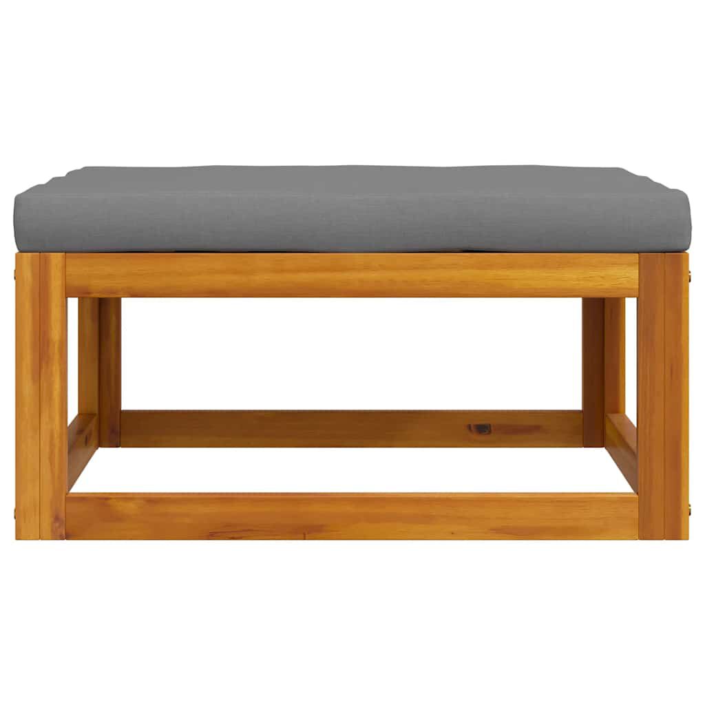 vidaXL Footrest with Dark Grey Cushion Solid Acacia Wood