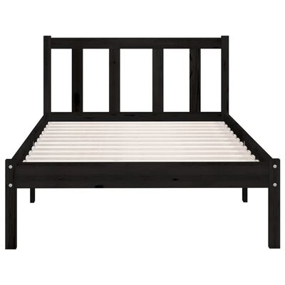 vidaXL Bed Frame without Mattress Black Solid Wood 90x200 cm, black vidaXL Bed Frame without Mattress Black Solid Wood 90x200 cm