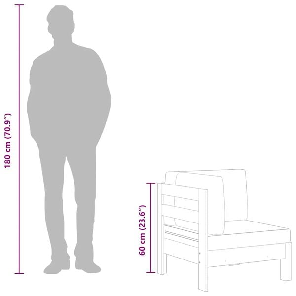 vidaXL Corner Sofa with Dark Grey Cushions Solid Acacia Wood