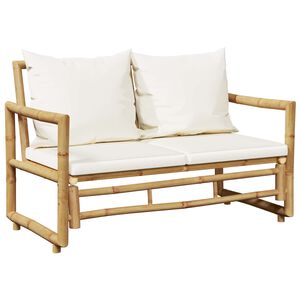 vidaXL 2 Seater Garden Sofa with Cushions Bamboo
