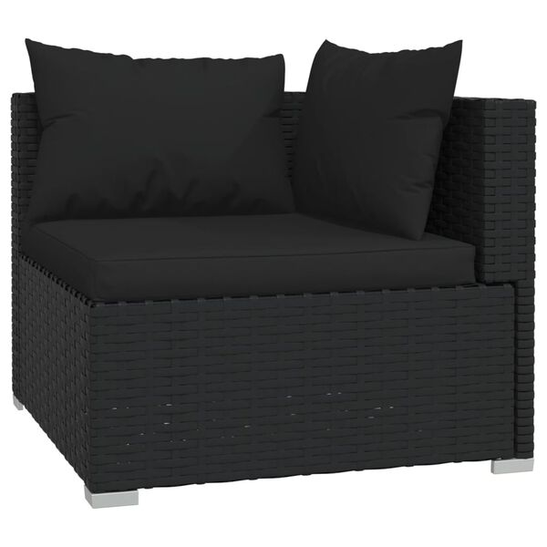 vidaXL 8 Piece Garden Lounge Set with Cushions Black Poly Rattan