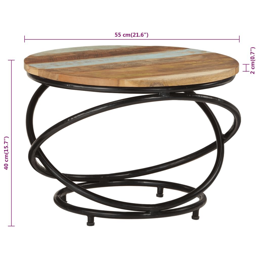 vidaXL Coffee Table Ø 55x40 cm Solid Wood Reclaimed