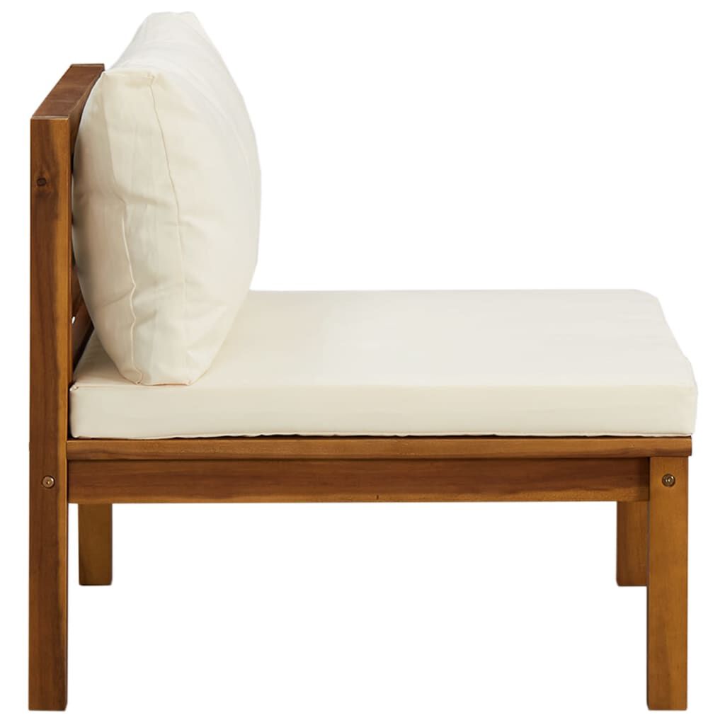 vidaXL 2 Piece Garden Sofa Set with Cream White Cushions Acacia Wood