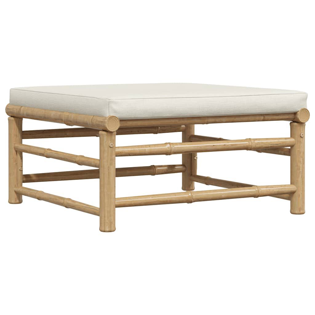 vidaXL 3 Piece Garden Lounge Set with Cream White Cushions Bamboo