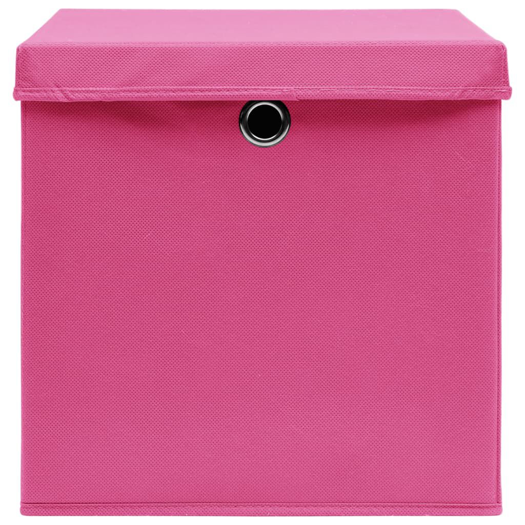 vidaXL Storage Boxes with Covers 4 pcs 28x28x28 cm Pink