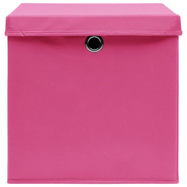 vidaXL Storage Boxes with Covers 4 pcs 28x28x28 cm Pink