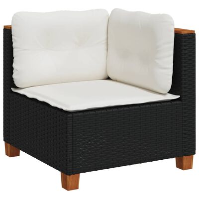 vidaXL Garden Sofa Corner with Cushions Grey Poly Rattan