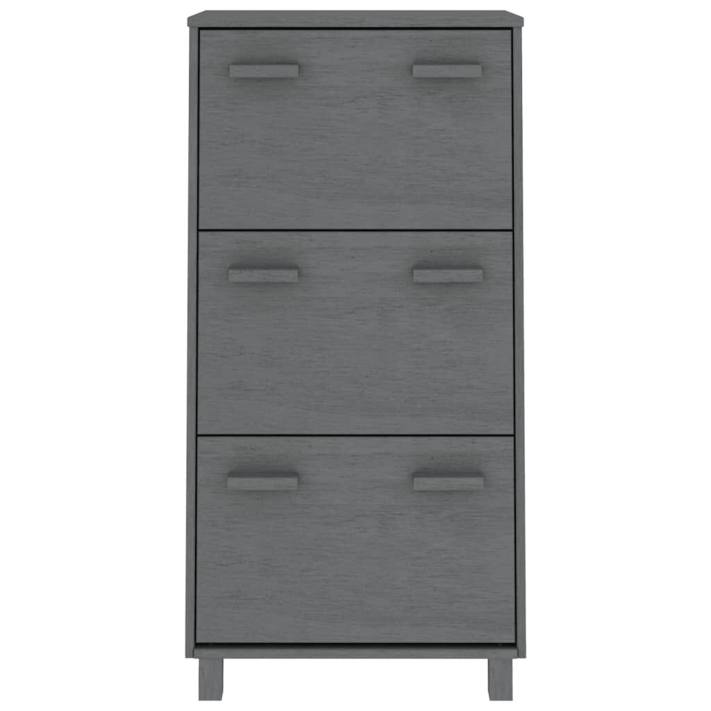 vidaXL Shoe Cabinet HAMAR Dark Grey 59.5x35x117 cm Solid Wood Pine