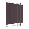 vidaXL 5-Panel Room Divider Brown 200x220 cm Fabric