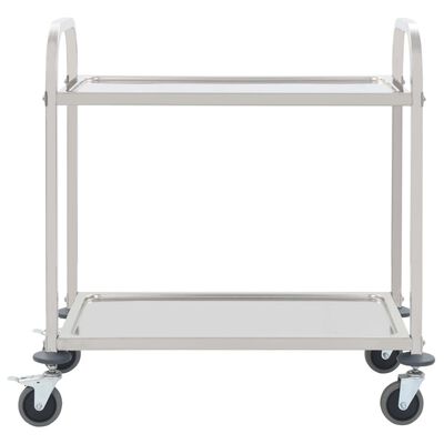 vidaXL 2-Tier Kitchen Trolley 95x45x83.5 cm Stainless Steel