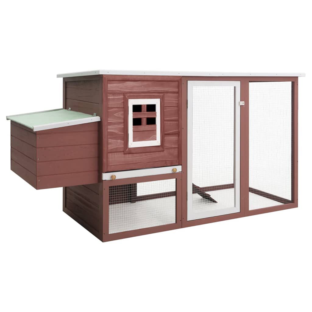 vidaXL Outdoor Chicken Cage Hen House with 1 Egg Cage Brown Wood, brown vidaXL Outdoor Chicken Cage Hen House with 1 Egg Cage Brown Wood