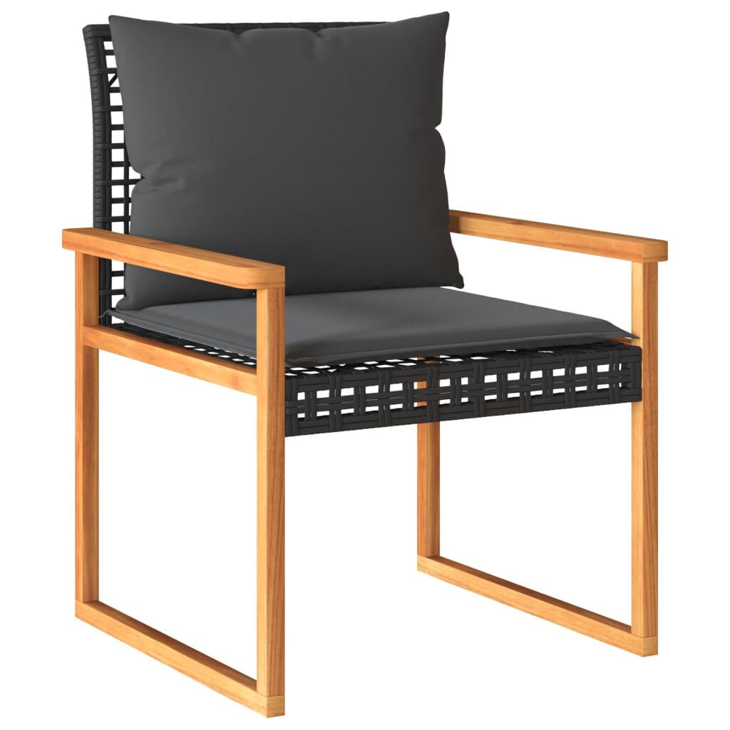 vidaXL 4 Piece Garden Lounge Set with Cushions Black Poly Rattan