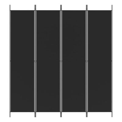 vidaXL 4-Panel Room Divider Black 200x220 cm Fabric, black vidaXL 4-Panel Room Divider Black 200x220 cm Fabric