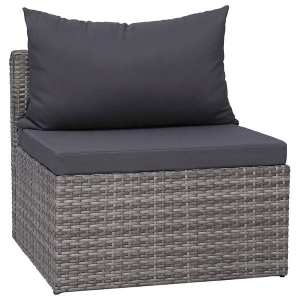 vidaXL 5 Piece Garden Sofa Set with Cushions & Pillows Poly Rattan Grey