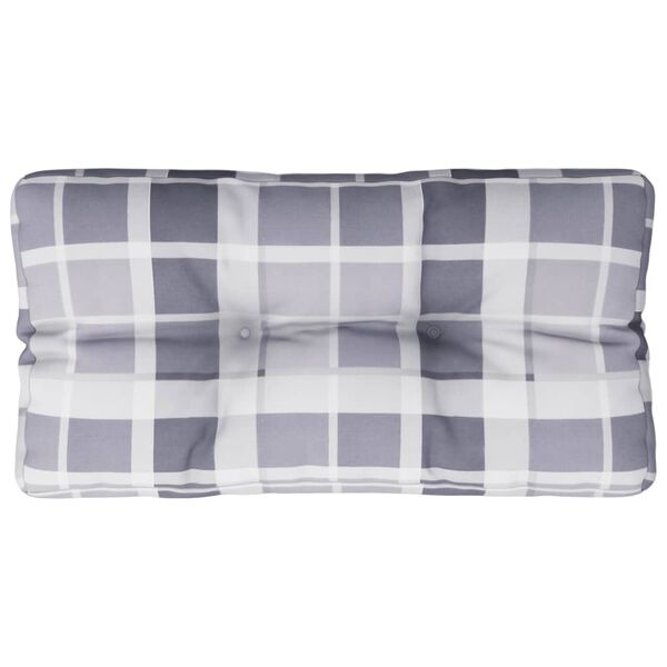 vidaXL Pallet Cushion Grey Check Pattern 70x40x12 cm Fabric