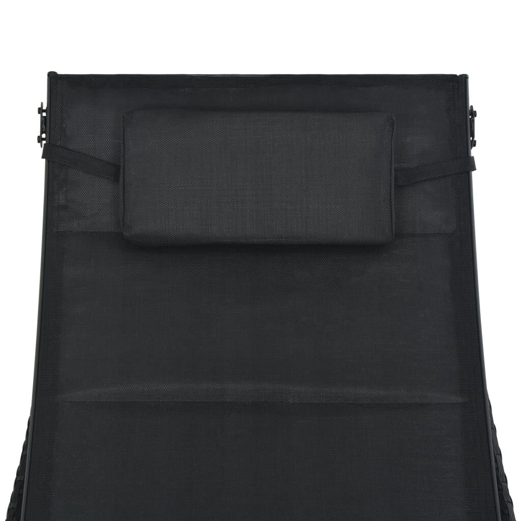 vidaXL Sun Lounger Poly Rattan and Textilene Black