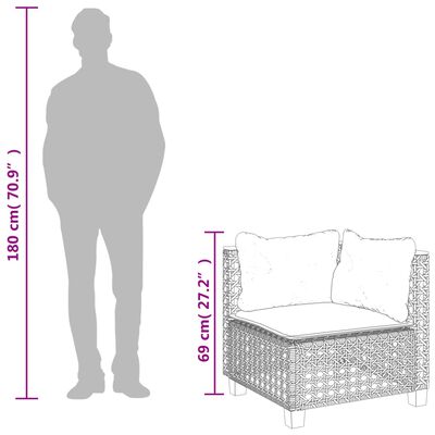 vidaXL Garden Sofa Corner with Cushions Grey Poly Rattan, grey and dark grey vidaXL Garden Sofa Corner with Cushions Grey Poly Rattan