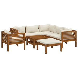 vidaXL 8 Piece Garden Lounge Set with Cream Cushion Solid Acacia Wood