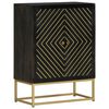 vidaXL Sideboard with 2 Doors Black&Gold 55x30x75 cm Solid Wood Mango