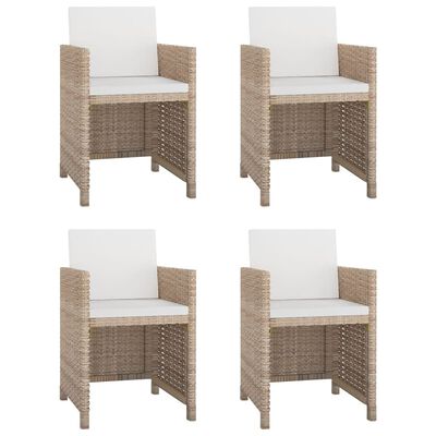 vidaXL 5 Piece Outdoor Dining Set with Cushions Poly Rattan Beige