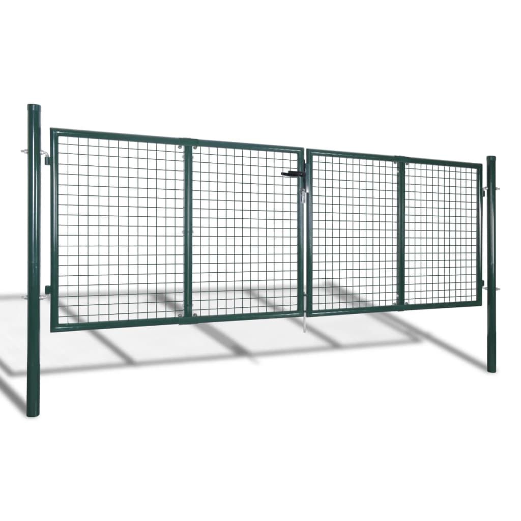 vidaXL Fence Gate Steel 306x150 cm Green