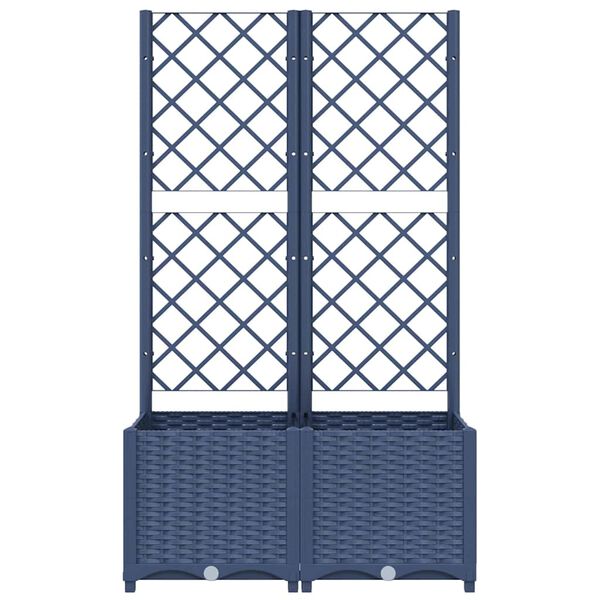 vidaXL Garden Planter with Trellis Blue Grey 80x40x136 cm PP