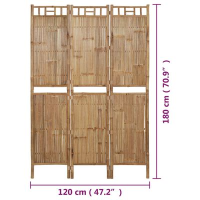 vidaXL 3-Panel Room Divider Bamboo 120x180 cm,  vidaXL 3-Panel Room Divider Bamboo 120x180 cm
