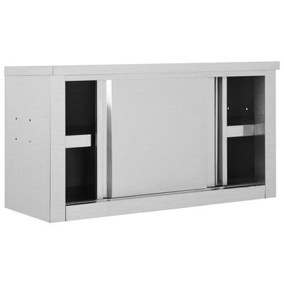 vidaXL Kitchen Wall Cabinet with Sliding Doors 90x40x50 cm Stainless Steel,  vidaXL Kitchen Wall Cabinet with Sliding Doors 90x40x50 cm Stainless Steel