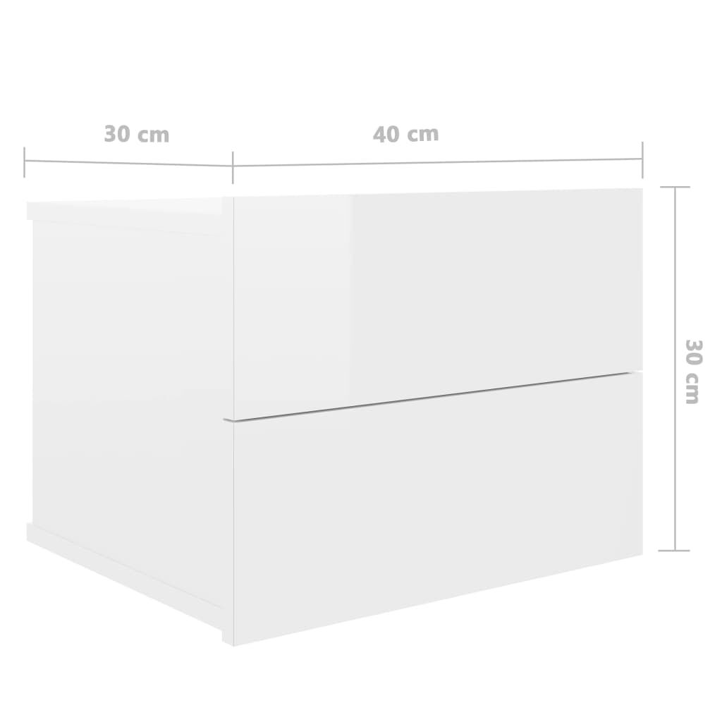 vidaXL Bedside Cabinets 2 pcs High Gloss White 40x30x30 cm Engineered Wood