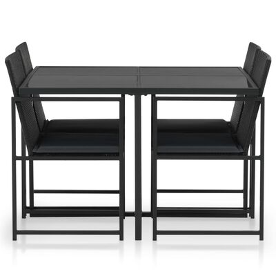 vidaXL 5 Piece Outdoor Dining Set with Cushions Poly Rattan Black, black vidaXL 5 Piece Outdoor Dining Set with Cushions Poly Rattan Black