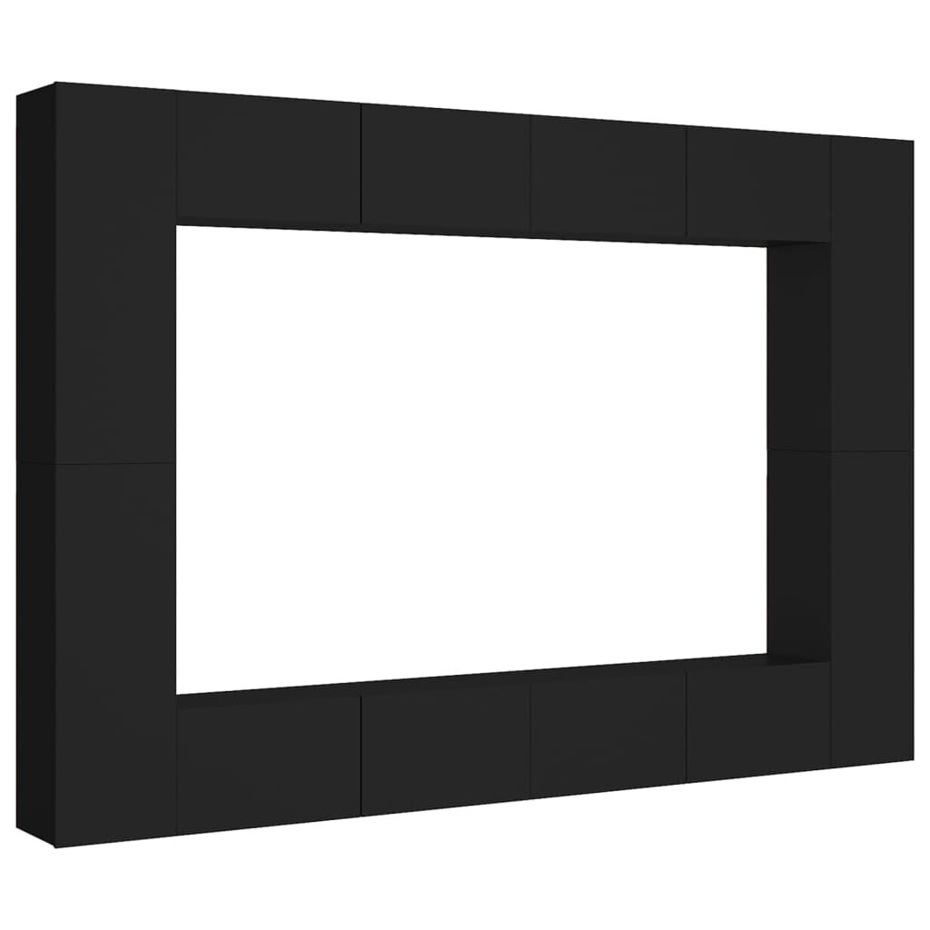 vidaXL 8 Piece TV Cabinet Set Black Engineered Wood