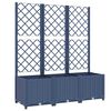 vidaXL Garden Planter with Trellis Blue Grey 120x40x136 cm PP