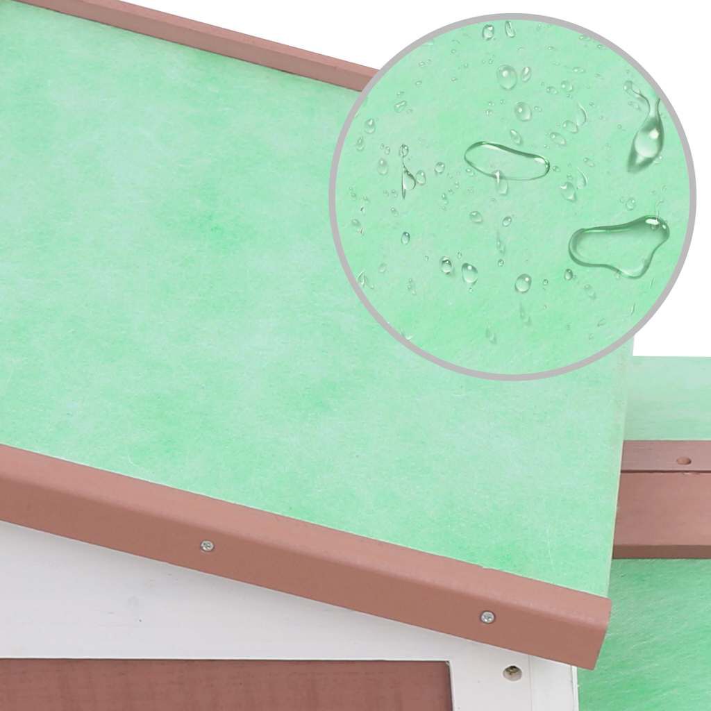 vidaXL Outdoor Large Rabbit Hutch Brown and White 145 x 45 x 84 Wood