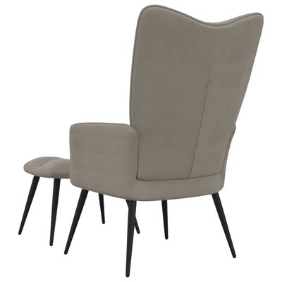 vidaXL Relaxing Chair with a Stool Light Grey Velvet