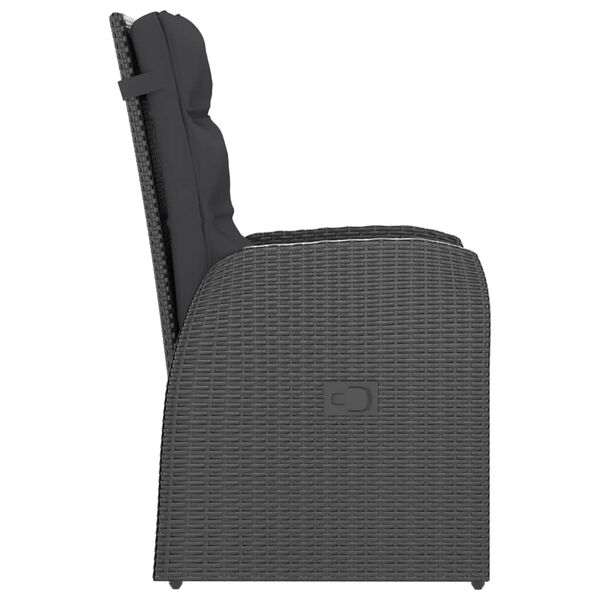 vidaXL 7 Piece Outdoor Dining Set with Cushions Poly Rattan Black