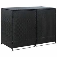 vidaXL Double Wheelie Bin Shed Poly Rattan Black 148x80x111 cm, black vidaXL Double Wheelie Bin Shed Poly Rattan Black 148x80x111 cm