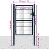 vidaXL 2D Fence Gate (Single) Anthracite Grey 100x120 cm