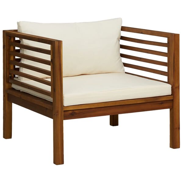 vidaXL 7 Piece Garden Lounge Set with Cream Cushion Solid Acacia Wood
