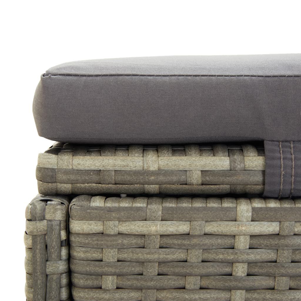 vidaXL Sunbed with Cushion Grey Poly Rattan