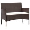 vidaXL 2 Piece Garden Lounge Set with Cushion Poly Rattan Brown