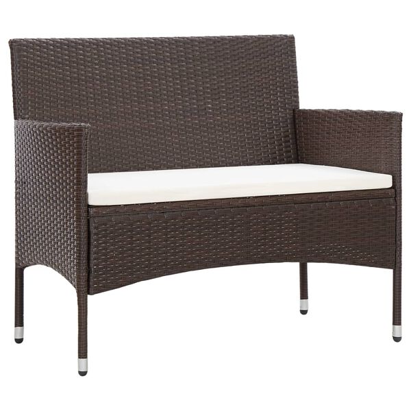 vidaXL 2 Piece Garden Lounge Set with Cushion Poly Rattan Brown