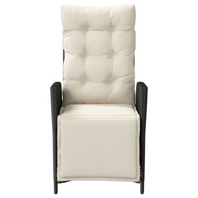 vidaXL Reclining Garden Chairs 2 pcs with Footrest Black Poly Rattan, black and cream vidaXL Reclining Garden Chairs 2 pcs with Footrest Black Poly Rattan