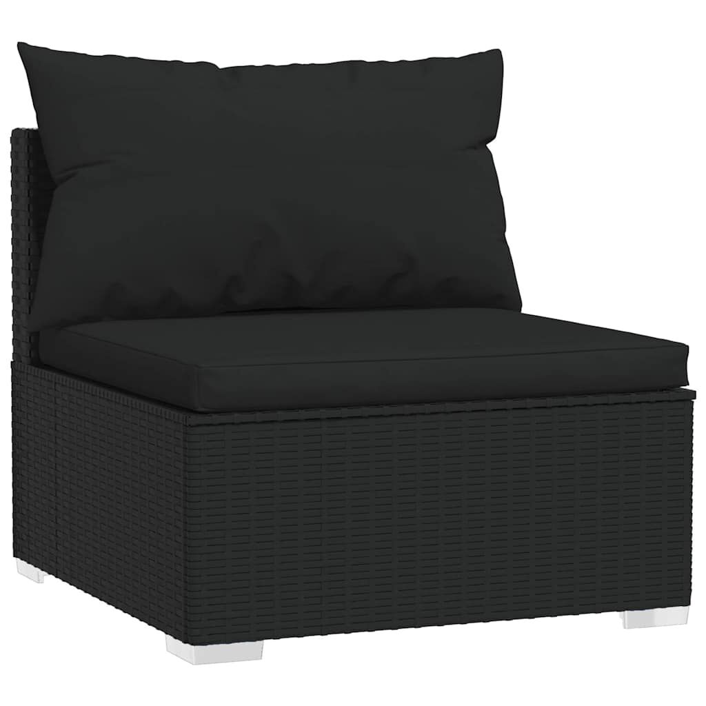 vidaXL 4 Piece Garden Lounge Set with Cushions Black Poly Rattan