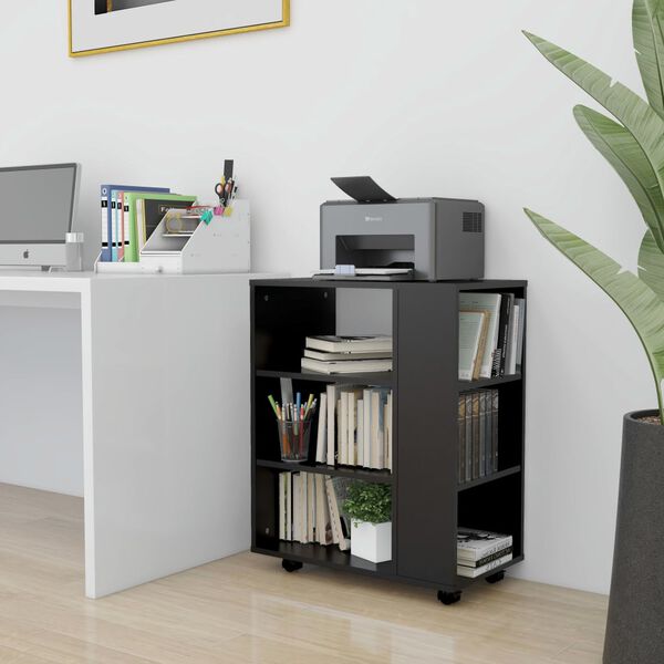 vidaXL Rolling Cabinet Black 60x35x75 cm Engineered Wood