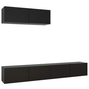 vidaXL 3 Piece TV Cabinet Set Black Engineered Wood (801482+801482x2)