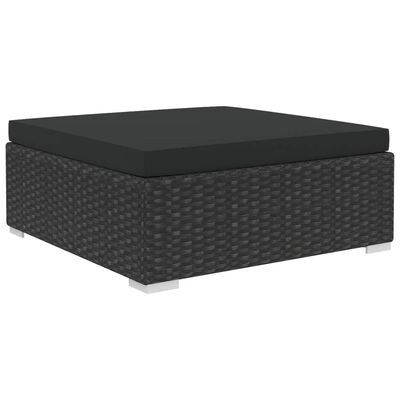 vidaXL 5 Piece Garden Lounge Set with Cushions Poly Rattan Black, black vidaXL 5 Piece Garden Lounge Set with Cushions Poly Rattan Black